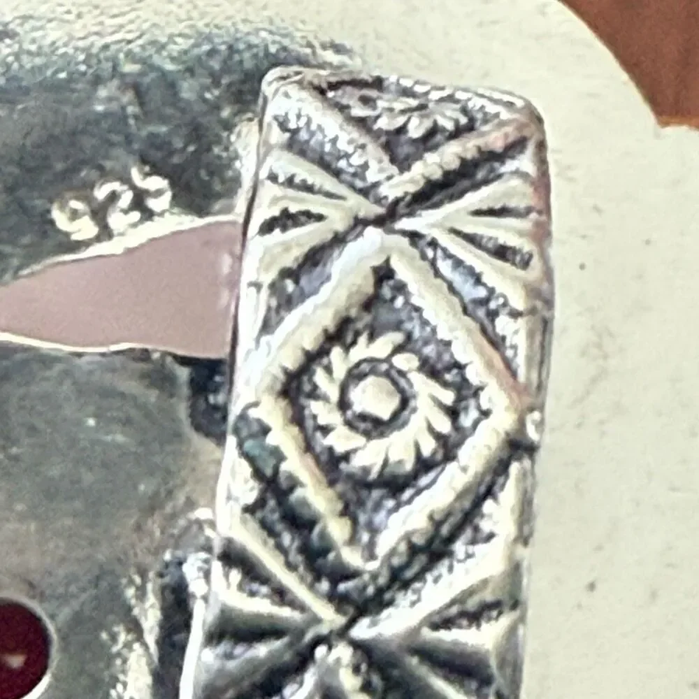 Boho Bloom Ring – Rose Quartz & Garnet Floral Statement Size 8 New *